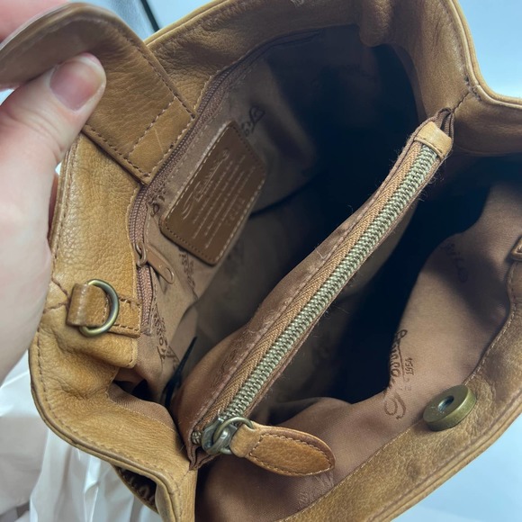 FOSSIL Vintage Tan Leather Satchel Removable Straps Zippered Pockets Crossbody - Picture 6 of 14